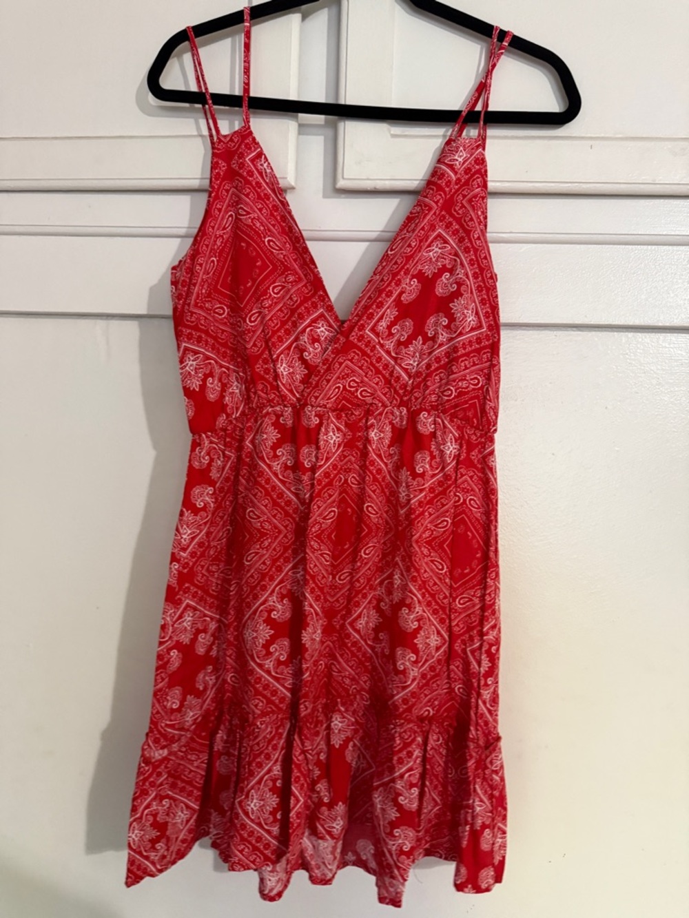 Baevely Red Printed V-Neck dress- size Medium